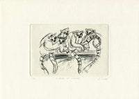 Animal etching prints by Louise Wilde - an etching of a greyhound dog.
