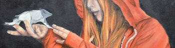 Image shows a cropped section of a figurative painting by Jade Miners.
