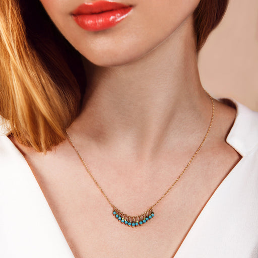 Bead Necklace - Gold Turquoise