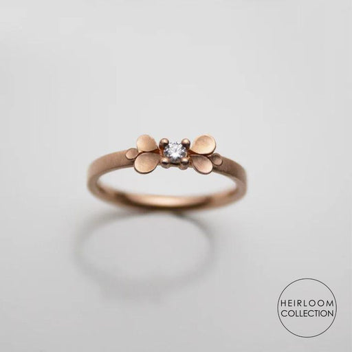 Dahlia Bow Ring by Dagmar Korecki | Contemporary Rose Gold Jewellery for sale at The Biscuit Factory Newcastle
