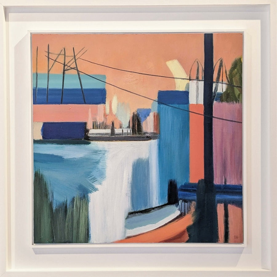 Lines across the docks by Heath Hearn | Contemporary Painting for sale at The Biscuit Factory Newcastle