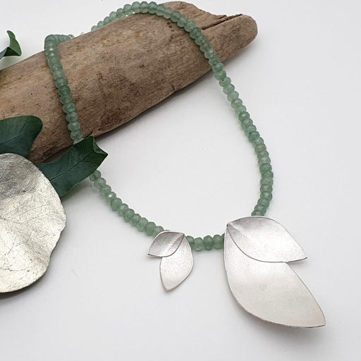 Long Eucalyptus Necklace with Aventurine by Donna Barry | Contemporary Jewellery for sale at The Biscuit Factory Newcastle 