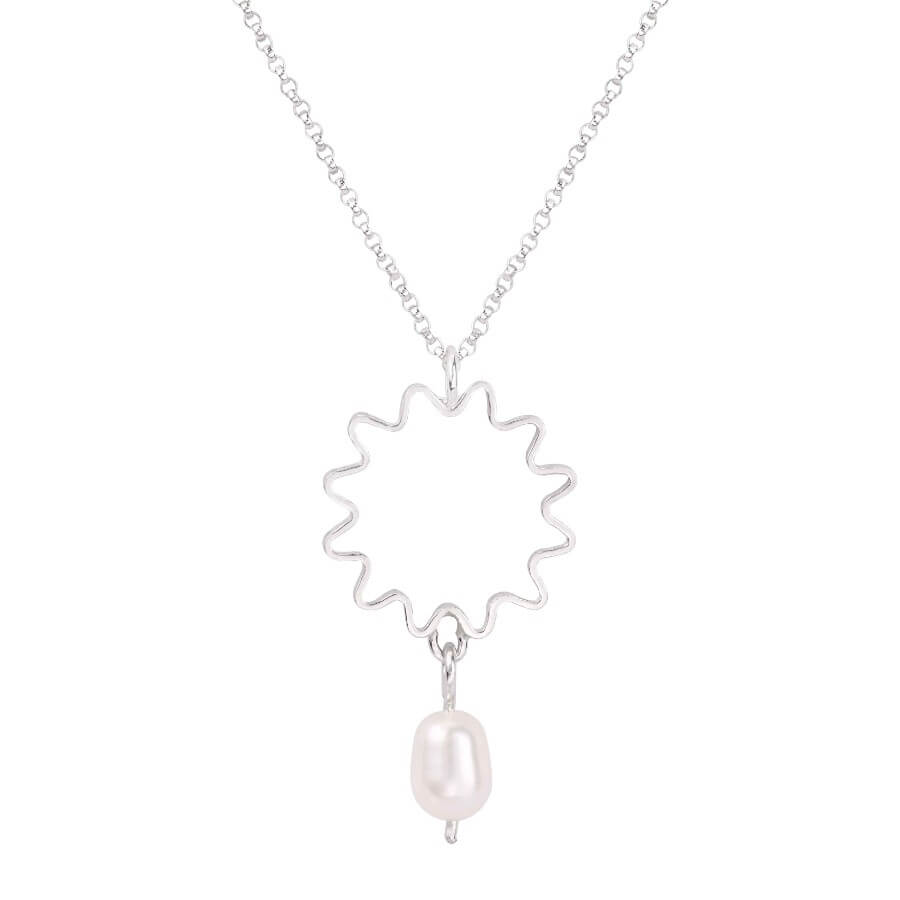 Mini Pearl Pendant by Olivia Taylor, A silver necklace with a pearl droplet. | Contemporary Jewellery for sale at The Bisct Factory Newcastle