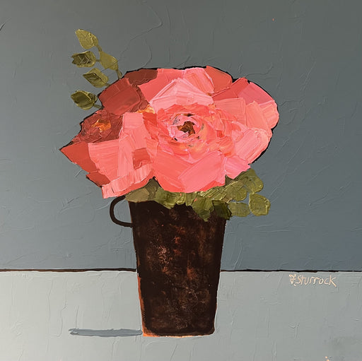 Pink Roses in Black Jug