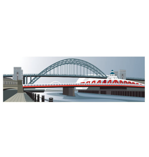 Quayside Panoramic by Ian Mitchell | Contemporary digital print for sale at The Biscuit Factory Newcastle
