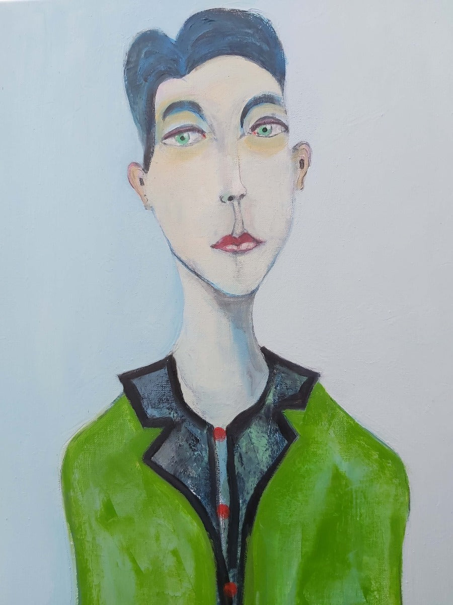 The Boy from the Cirus by Peter Hallam; a colourful portrait painting by Peter Hallam. | Original art for sale at The Biscuit Factory Newcastle