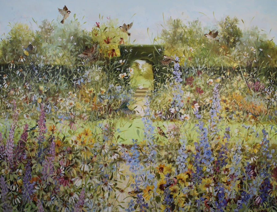 Wild Floral Garden by Fletcher Prentice | Contemporary Floral Paintings for sale at The Biscuit Factory Newcastle