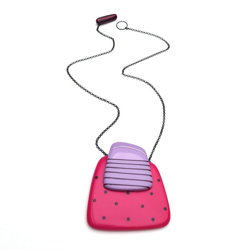 Cerise Spotty Double Pendant by Kaz Robertson | Contemporary Jewellery for sale at The Biscuit Factory Newcastle 