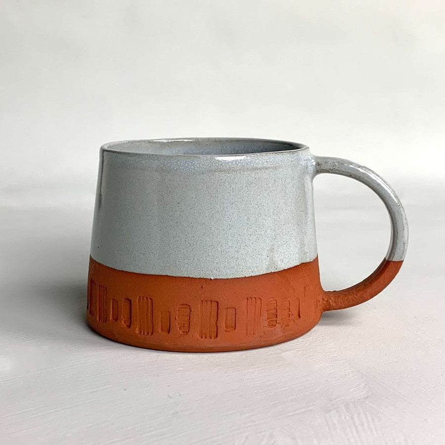 Rectangles Coffee Cup - Concrete by Emma Westmacott | Contemporary ceramic pieces for sale at The Biscuit Factory Newcastle 