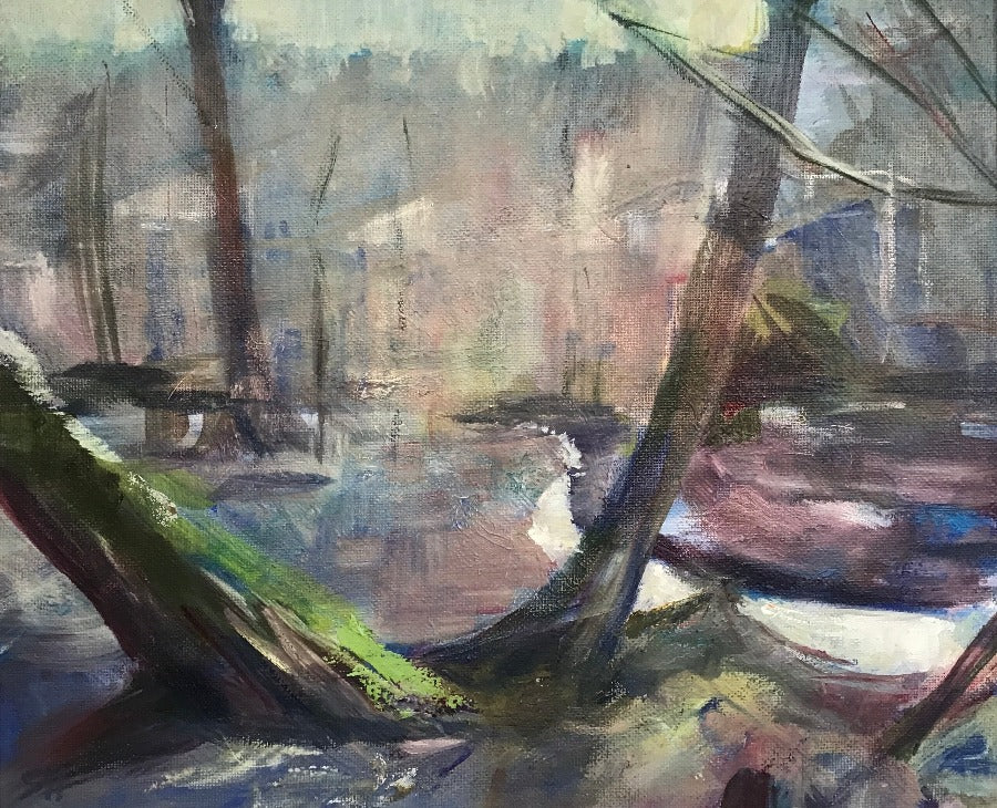 February Trees by Sandra Haney | Contemporary Painting for sale at The Biscuit Factory