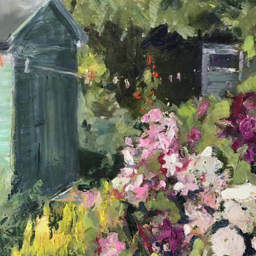 Garden with Petunias by Sandra Haney | Contemporary Painting for sale at The Biscuit Factory Newcastle 