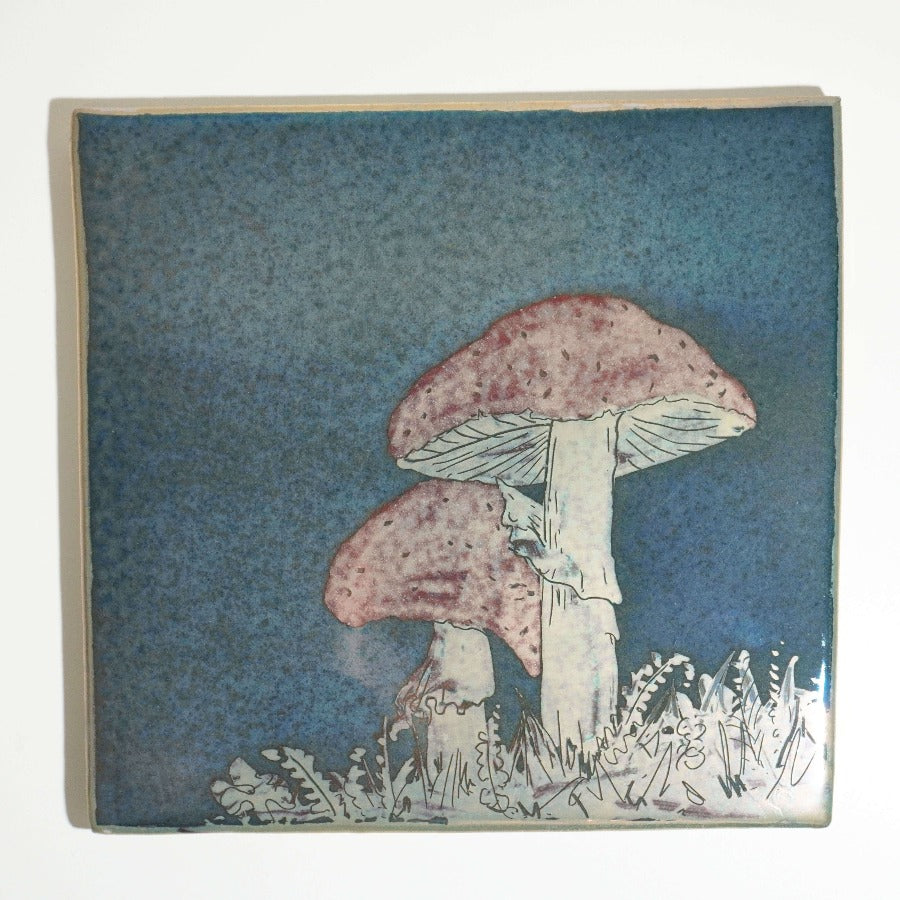 Large Mushrooms Tile by Jonathon Chiswell Jones | Contemporary Ceramics for sale at The Biscuit Factory Newcastle