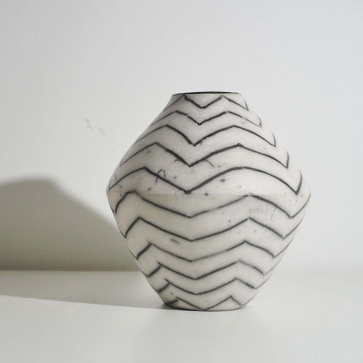 Medium Black and White Conical Pot by Alan Ball | Original ceramics for sale at The Biscuit Factory 