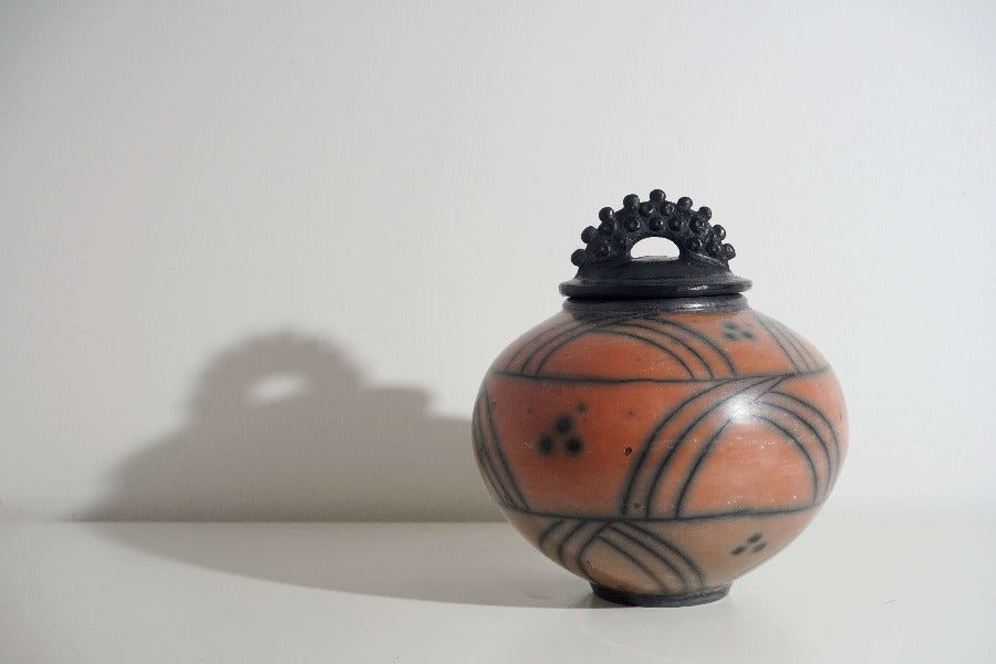 Small Round Terracotta Jar by Alan Ball | Contemporary Ceramics available at The Biscuit Factory Newcastle