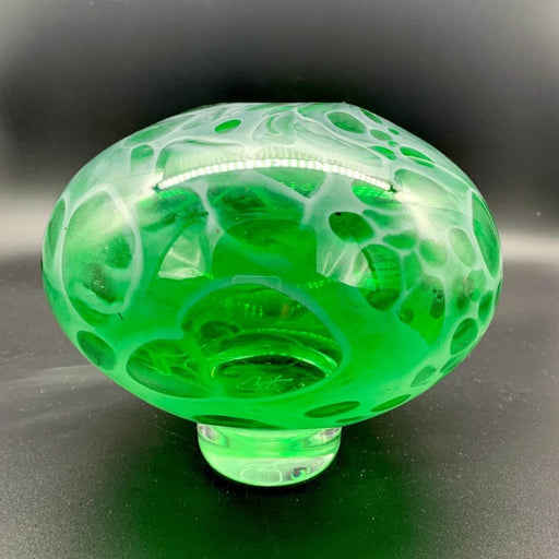 Veiled Green Disc by David Flower | Contemporary Glassware for sale at The Biscuit Factory Newcastle 