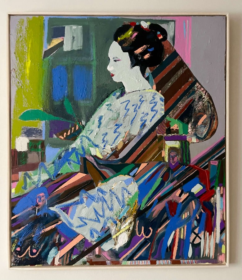 Waiting Patiently by the Window by Dan Cimmermann  | Contemporary Fgiurative painting for sale at The Biscuit Factory Newcastle 