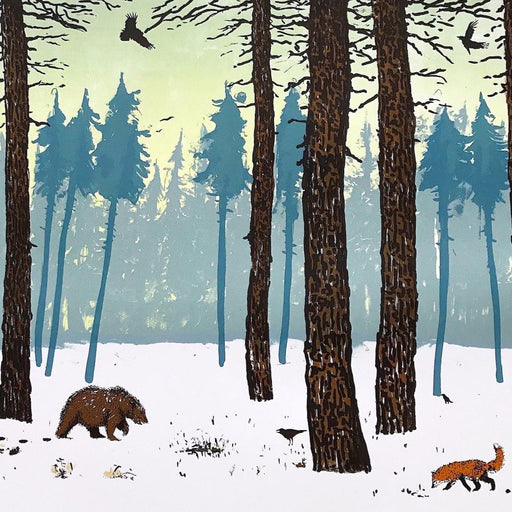 Winter Woods by Tim Southall | Contemporary Screen print for sale at The Biscuit Factory Newcastle