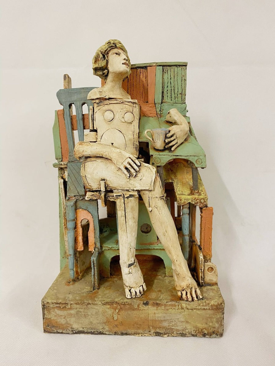 Figure With Cup by Christy Keeney | Contemporary figurative sculpture for sale by Christy Keeney at the Biscuit Factory Newcastle 