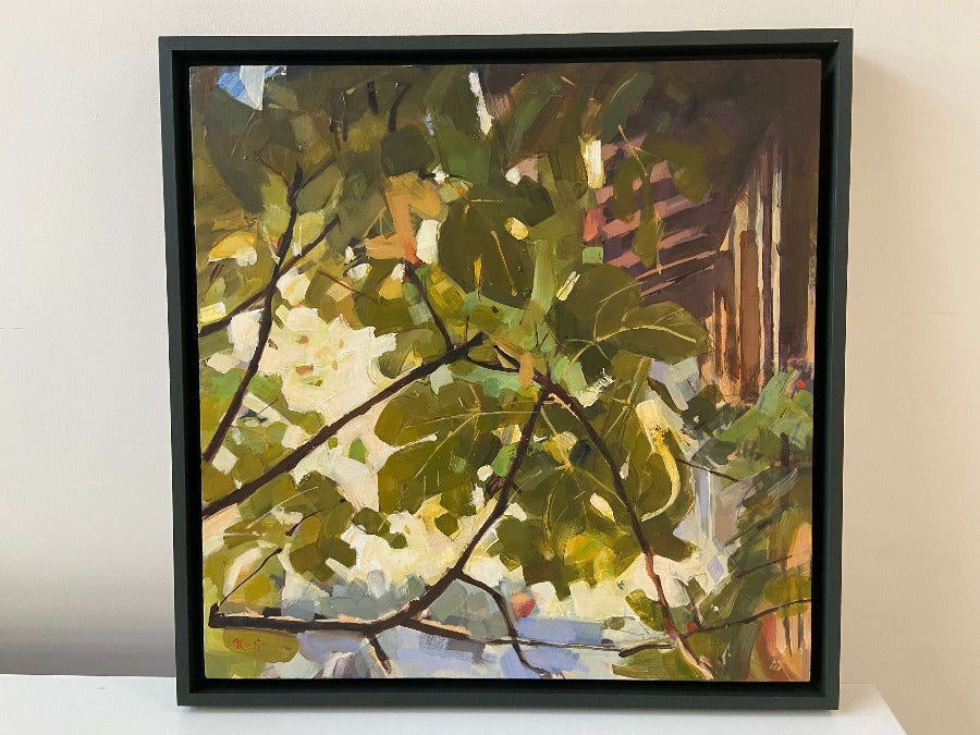 Through a Fig by Richard Sowman, an original painting of fig tree foliage. | Original art for sale at The Biscuit Factory Newcastle