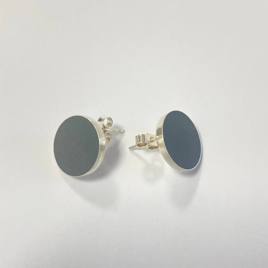 Medium Grey Studs y Claire Lowe | Handmade jewellery for sale at The Biscuit Factory Newcastle 