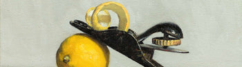 Image shows a small cropped section of a larger still life painting by Alistair Brown.