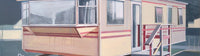 Image shows a cropped section of a larger painting of a caravan by Paul Crook