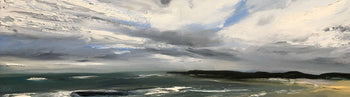 Image shows a cropped section of an atmospheric landscape painting by Maria Laffey