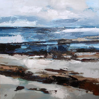 Original paintings by Angela Edwards at The Biscuit Factory. Image portrays an abstract sea view.