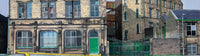 Image shows a cropped section of an urban landscape painting by Tony Noble