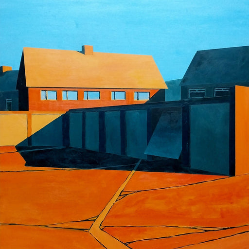 Blyth Back Lane by Anthony Downie, an original painting of a residential street. Contemporary art for sale at The Biscuit Factory Newcastle
