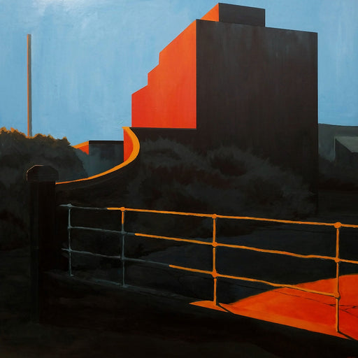 Blyth No.3 by Anthony Downie, an original architectural painting of buildings. Contemporary art for sale at The Biscuit Factory Newcastle