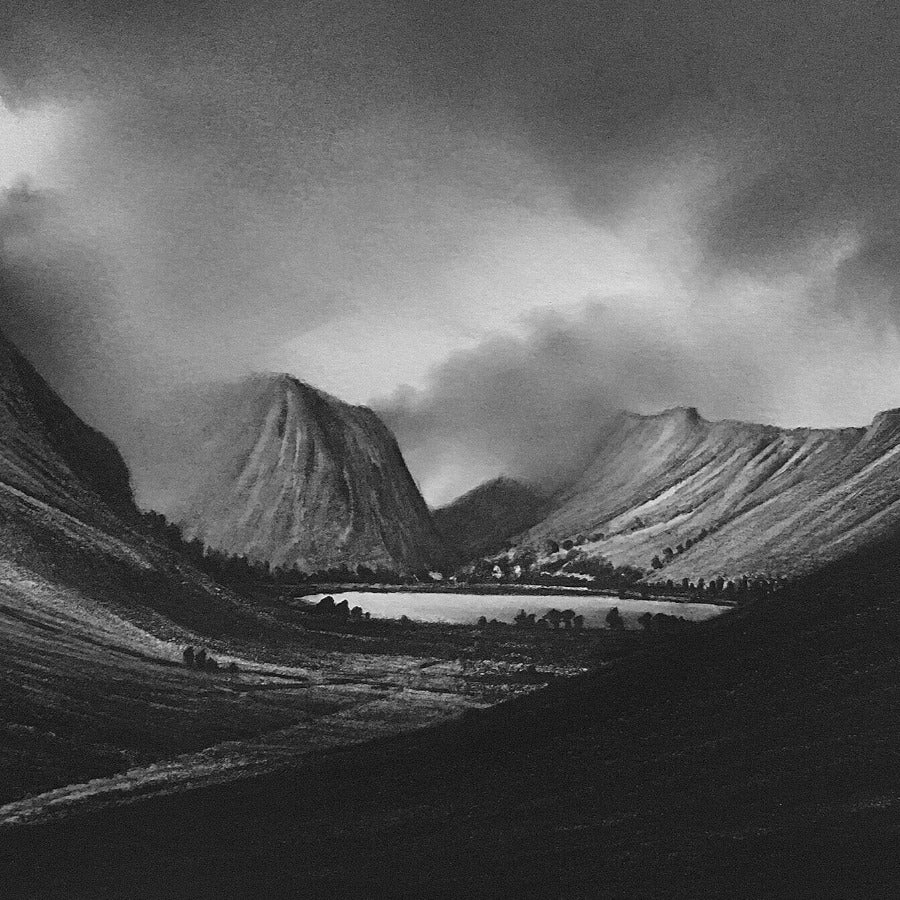 Buttermere from Warnscale Bottom by Chris Knox | Contemporary Graphite drawing for sale at The Biscuit Factory Newcastle 