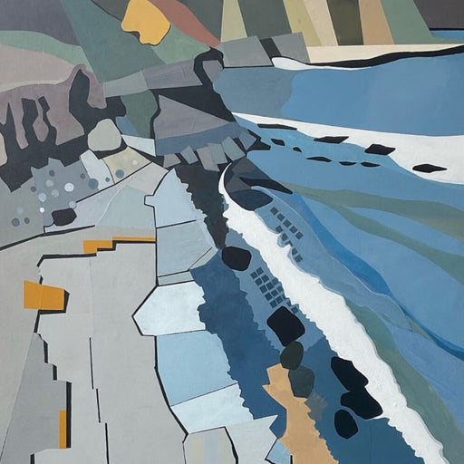 Cliffs Near Cullernose Point - Abstracted by Judith Appleby, an original acrylic painting of a rocky coastline in North East England. | Original art for sale at The Biscuit Factory Newcastle