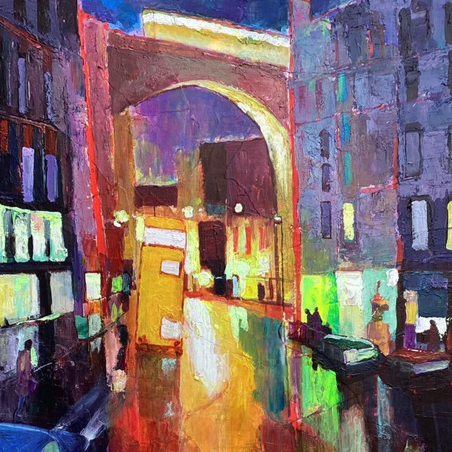 Dean Street Lights by Anthony Marshall | Contemporary paintings for sale at The Biscuit Factory Newcastle 