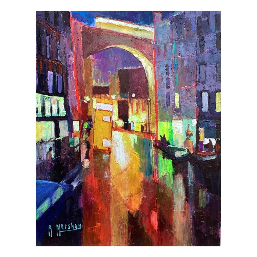 Dean Street Lights by Anthony Marshall | Contemporary paintings for sale at The Biscuit Factory Newcastle