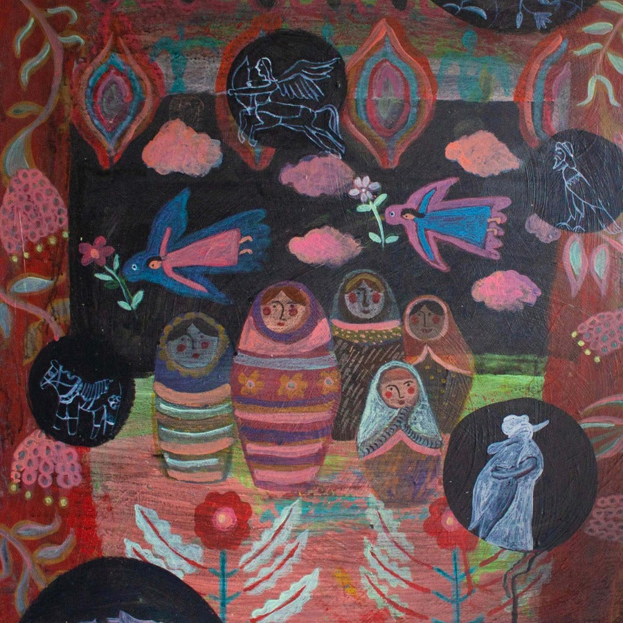 Departures by Sudeshna Chattopadhy | Contemporary Folk Painting for sale at The Biscuit Factory Newcastle 