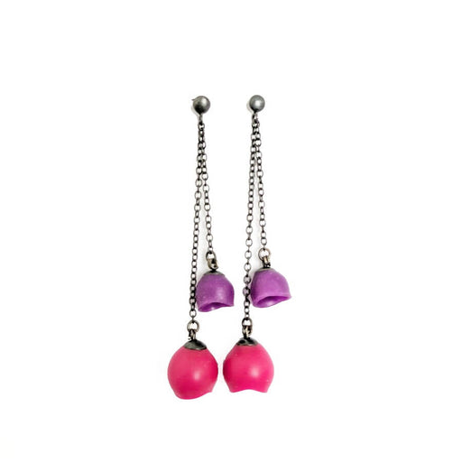 Double Chain Drops Pink by Jenny Llewellyn | Contemporary Jewellery for sale at The Biscuit Factory Newcastle 