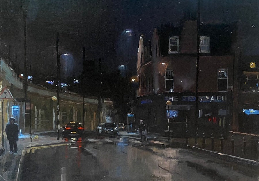 Forth Street Night Nocturne by Kevin Day | Contemporary Painting for sale at The Biscuit Factory Newcastle