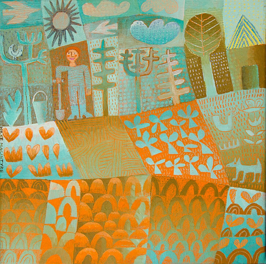 Gardening in Spring by Hilke MacIntyre | Contemporary Painting for sale at The Biscuit Fcactory Newcastle
