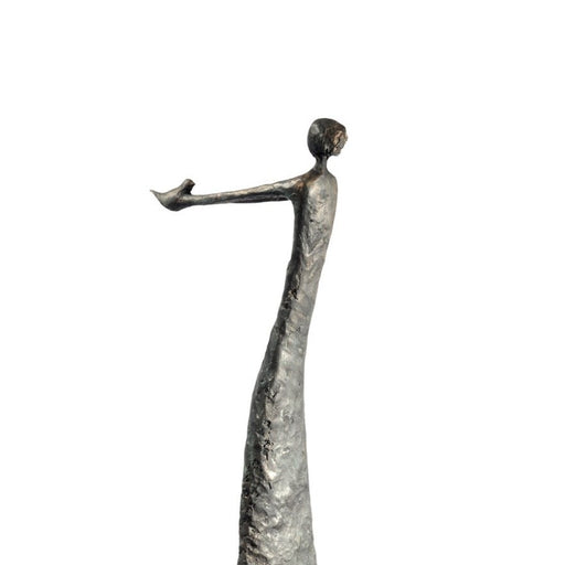 Girl with Dove by Jennifer Watt | Contemporary Bronze sculpture for sale at The Biscuit Factory Newcastle