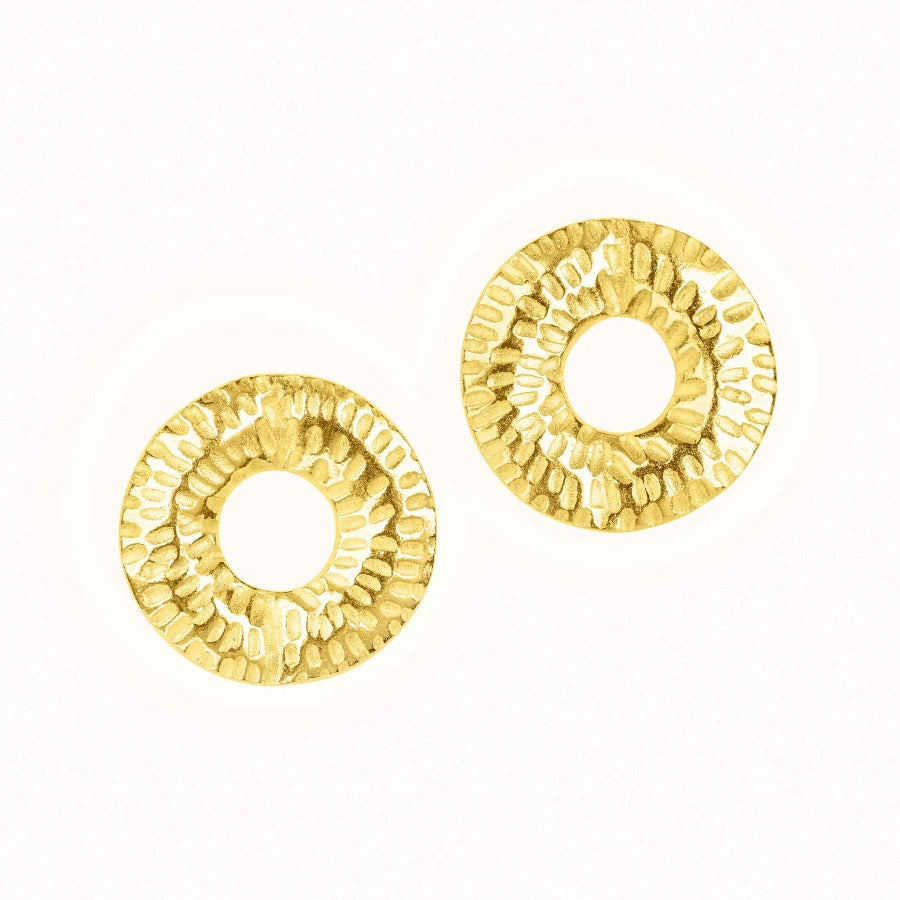 Torus Mini Studs in Gold by Caitlin Hegney | Contemporary jewellery for sale at The Biscuit Factory Newcastle 