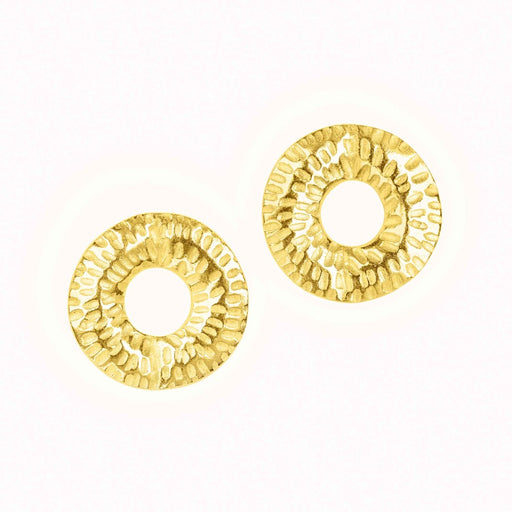 Torus Mini Studs in Gold by Caitlin Hegney | Contemporary jewellery for sale at The Biscuit Factory Newcastle 