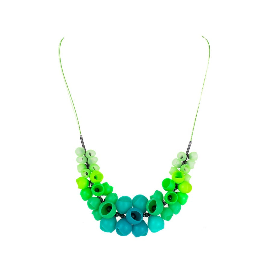 Fade Cluster Necklace in Green by Jenny lewellyn ! Contemporary Statement jewellery available for sale at The Biscuit Factory Newcastle 
