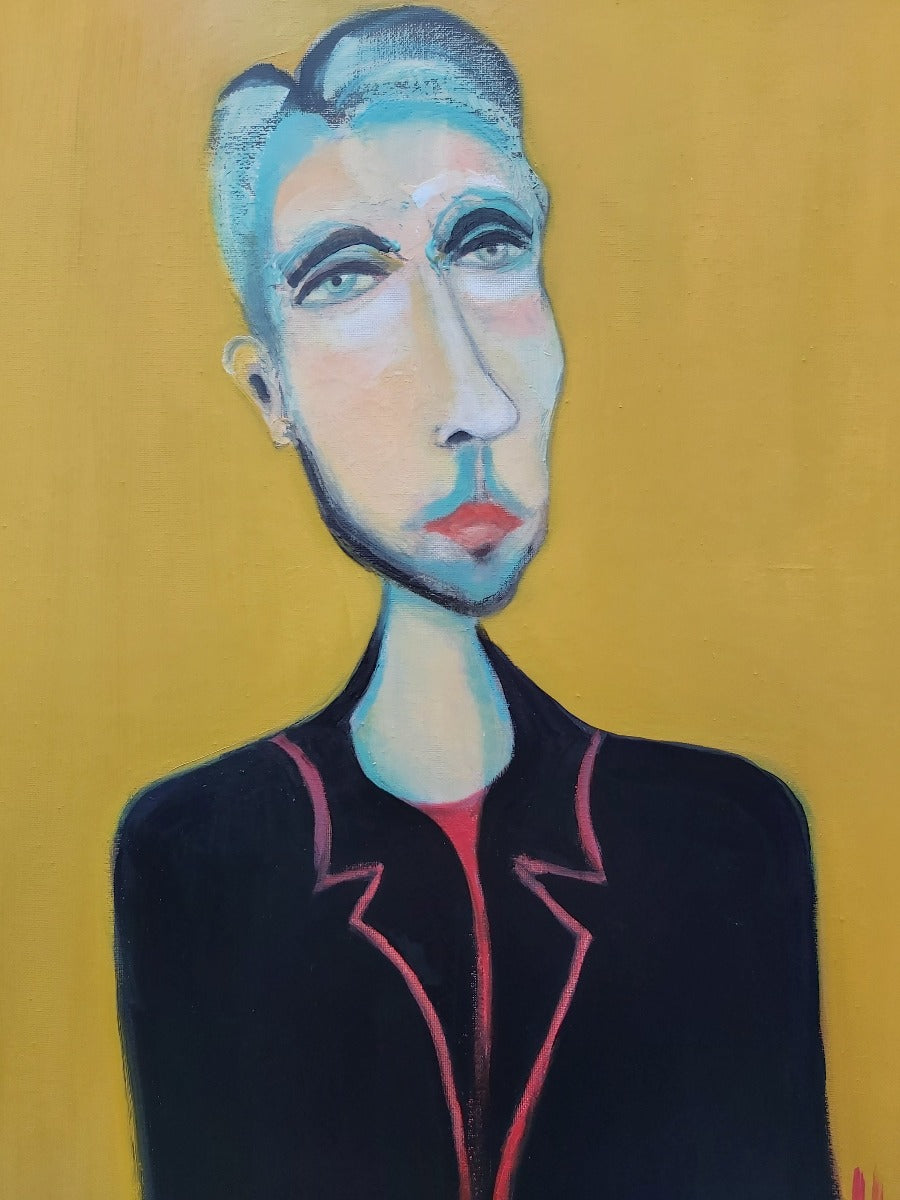 Hugo by Peter Hallam, a colourful original portrait painting. | Original contemporary art for sale at The Biscuit Factory Newcastle
