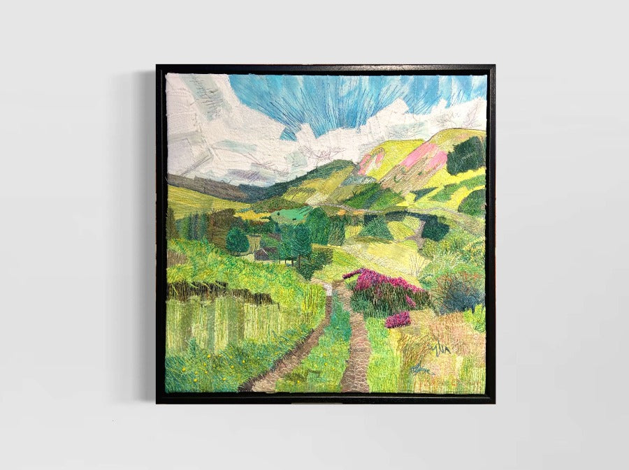 To the Hills by Harthorpe Valley by Donna Cheshire | Contemporary textiles for sale at The Biscuit Factory Newcastle