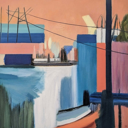Lines across the docks by Heath Hearn | Contemporary Painting for sale at The Biscuit Factory Newcastle