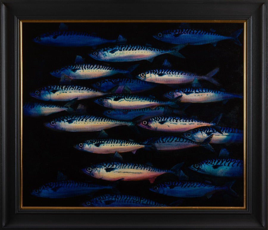 Mackerel Shoal XLI by Andrew Tyzack | Contemporary Wildlife painting for sale at The Biscuit Factory Newcastle