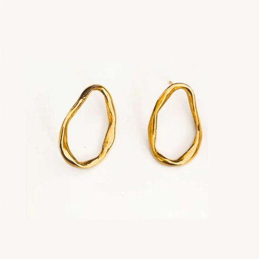 Oblong Studs by Silverkupe, a pair of handmade stud earrings in gold. | Handmade, original jewellery for sale at The Biscuit Factory Newcastle