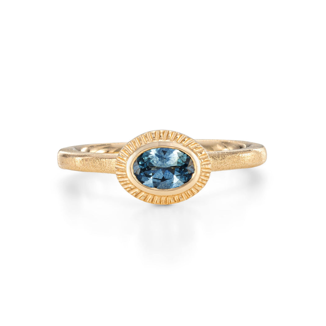 Oval Sun-ray Ring - Sapphire