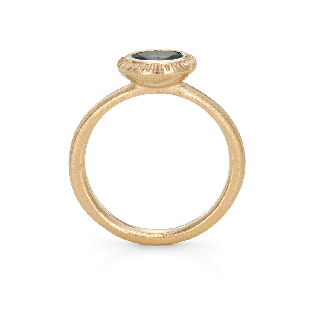Oval Sun-ray Ring - Sapphire